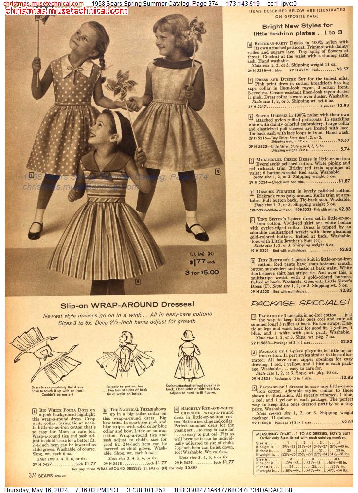 1958 Sears Spring Summer Catalog, Page 374