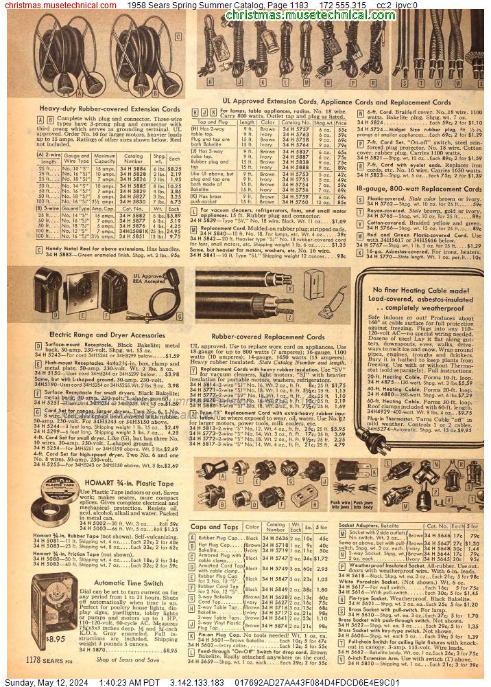 1958 Sears Spring Summer Catalog, Page 1183