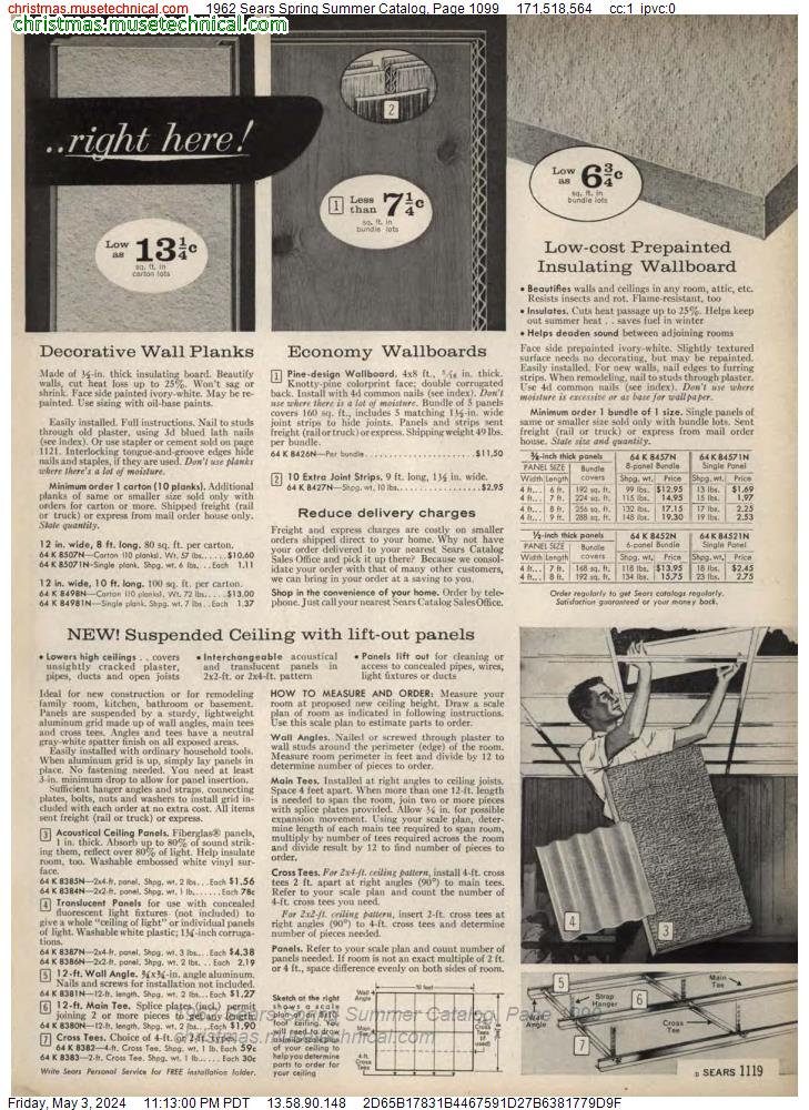 1962 Sears Spring Summer Catalog, Page 1099
