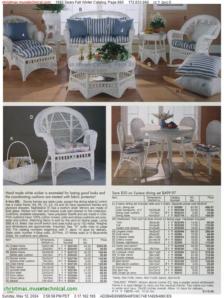 1992 Sears Fall Winter Catalog, Page 880