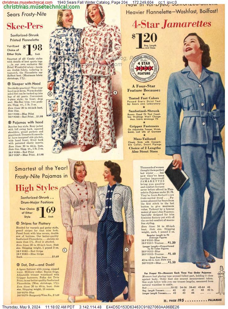 1940 Sears Fall Winter Catalog, Page 204