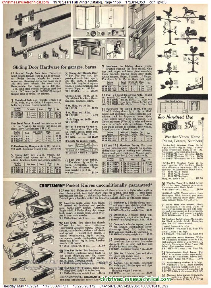 1970 Sears Fall Winter Catalog, Page 1156