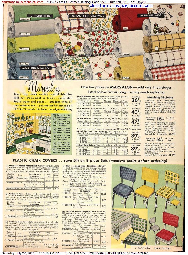 1952 Sears Fall Winter Catalog, Page 953