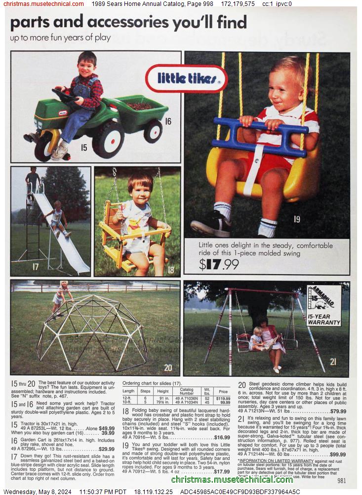 1989 Sears Home Annual Catalog, Page 998