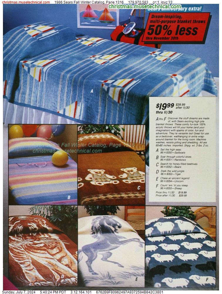 1986 Sears Fall Winter Catalog, Page 1316