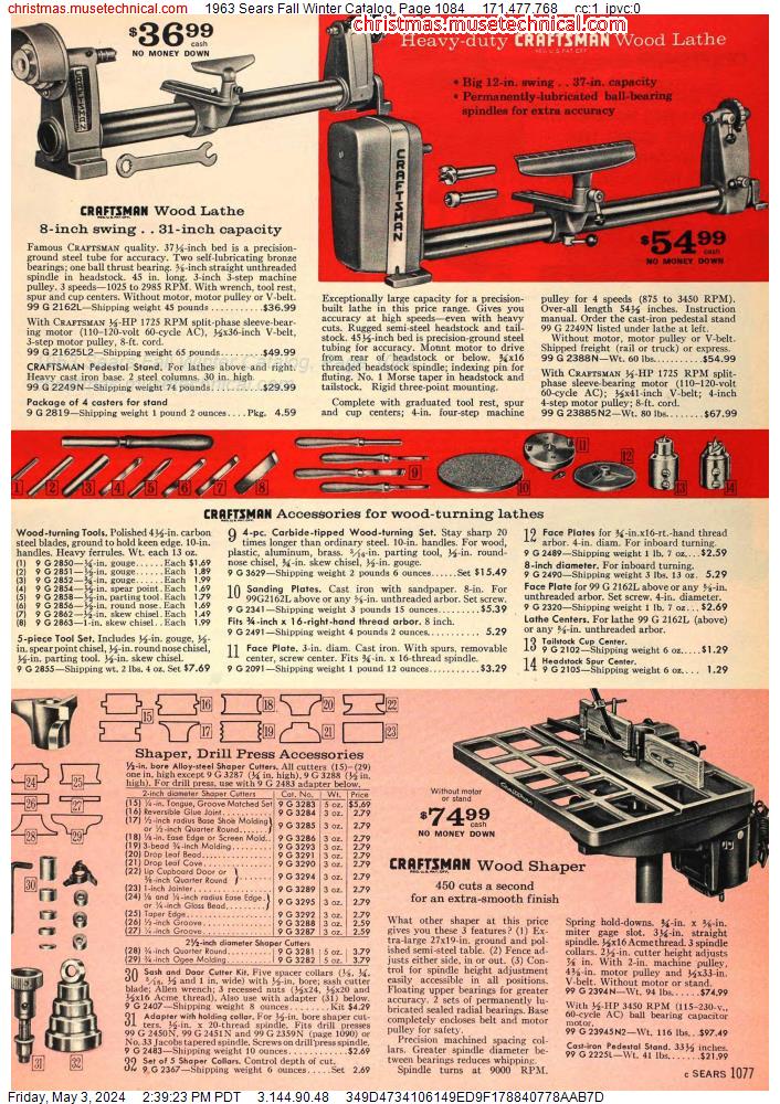 1963 Sears Fall Winter Catalog, Page 1084