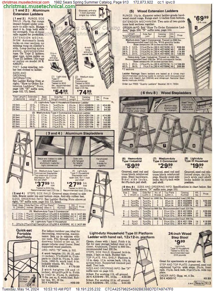 1982 Sears Spring Summer Catalog, Page 913