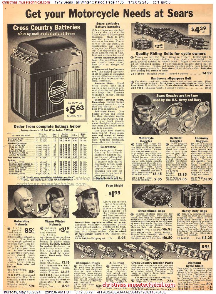 1942 Sears Fall Winter Catalog, Page 1135