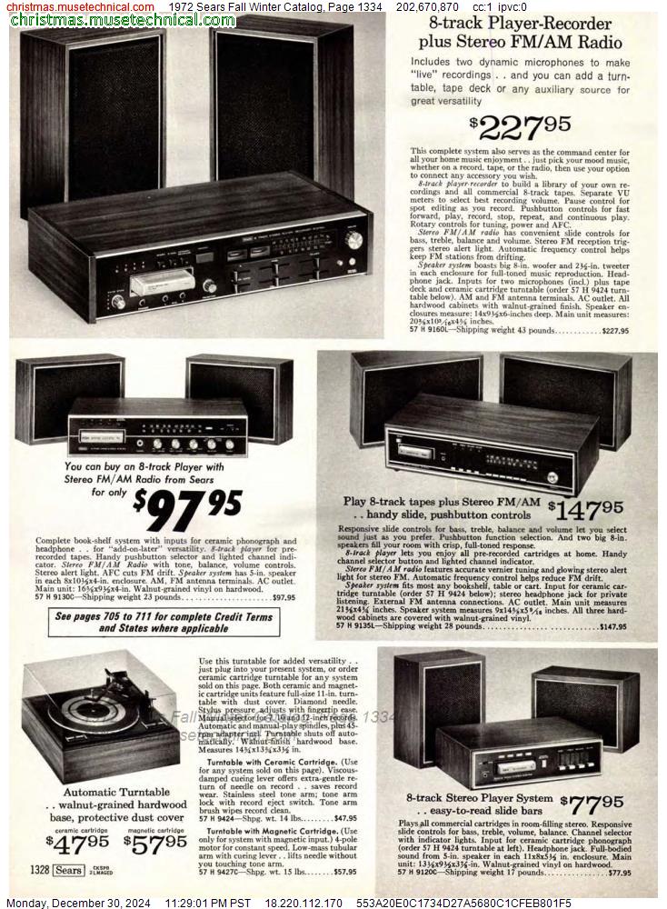 1972 Sears Fall Winter Catalog, Page 1334