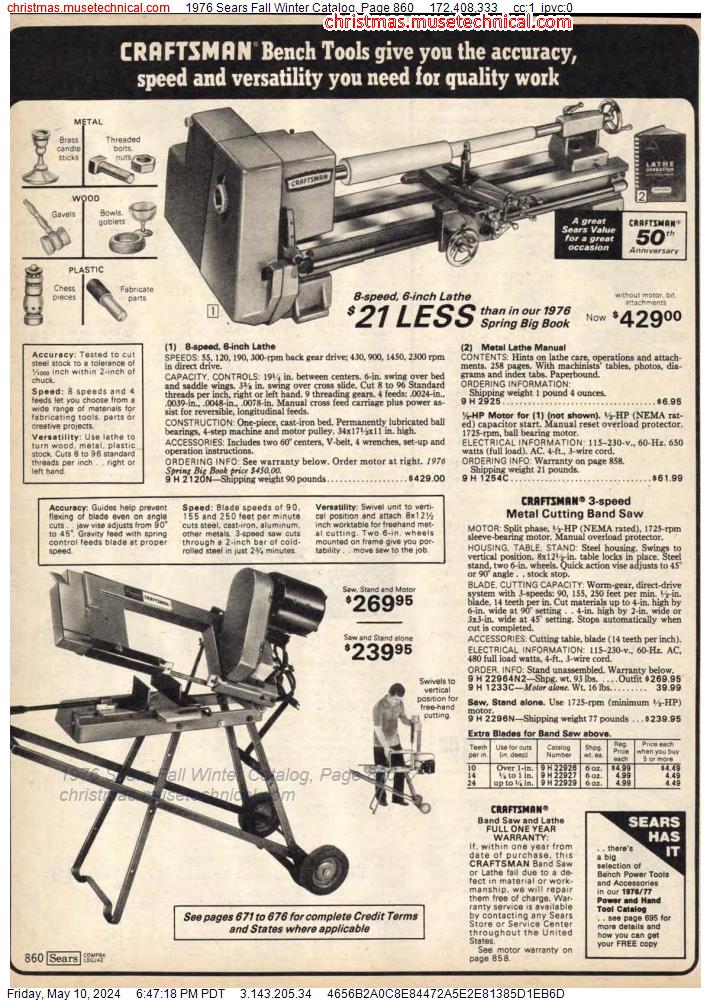1976 Sears Fall Winter Catalog, Page 860