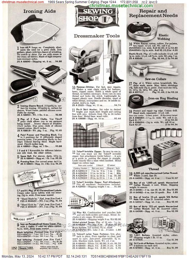 1969 Sears Spring Summer Catalog, Page 1244