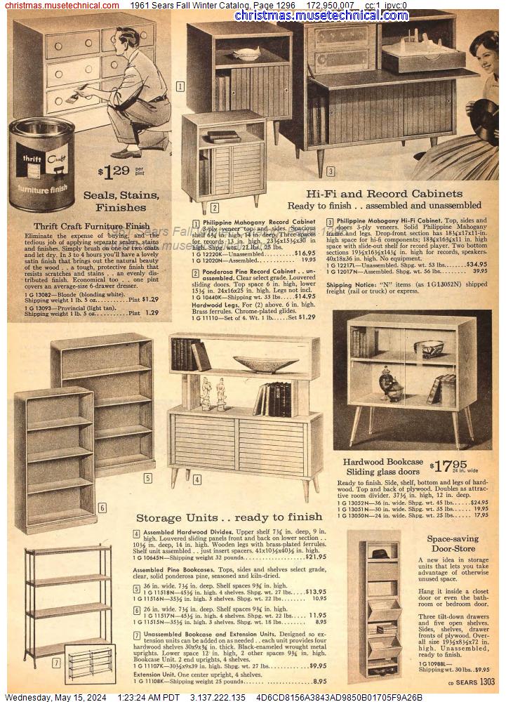 1961 Sears Fall Winter Catalog, Page 1296