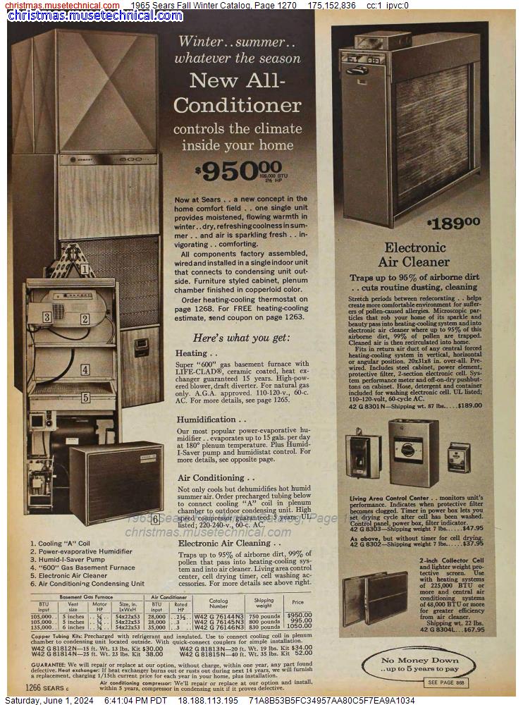 1965 Sears Fall Winter Catalog, Page 1270