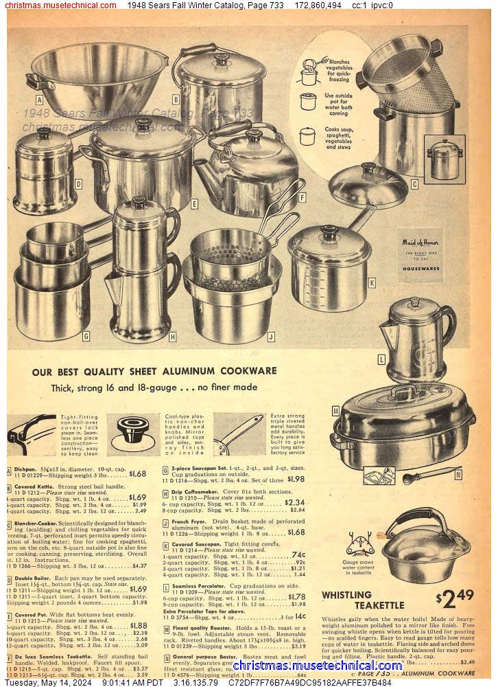 1948 Sears Fall Winter Catalog, Page 733