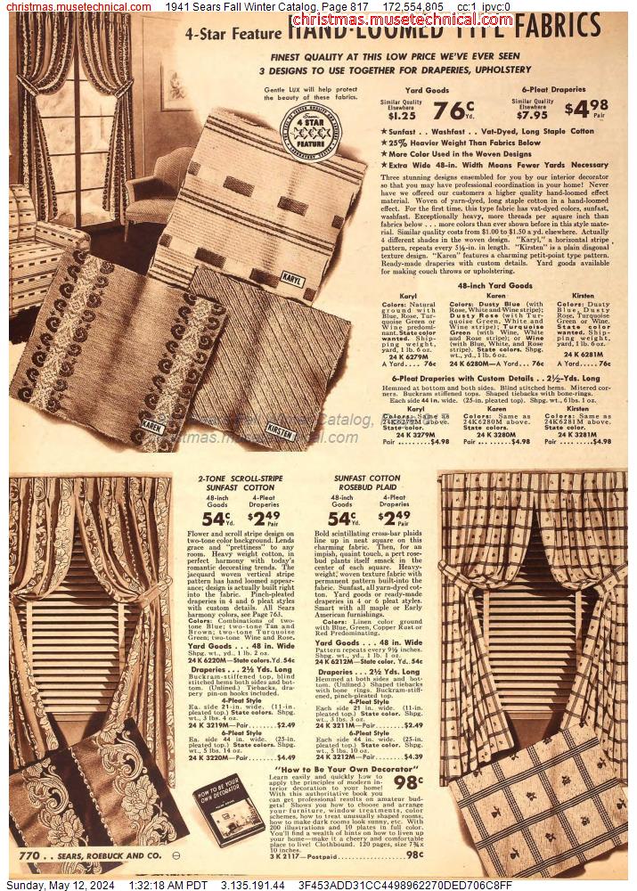 1941 Sears Fall Winter Catalog, Page 817