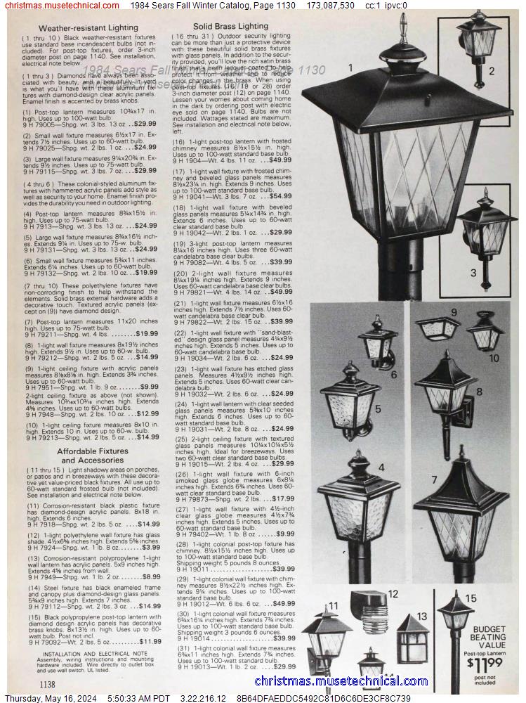 1984 Sears Fall Winter Catalog, Page 1130