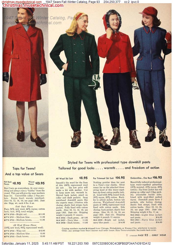 1947 Sears Fall Winter Catalog, Page 93