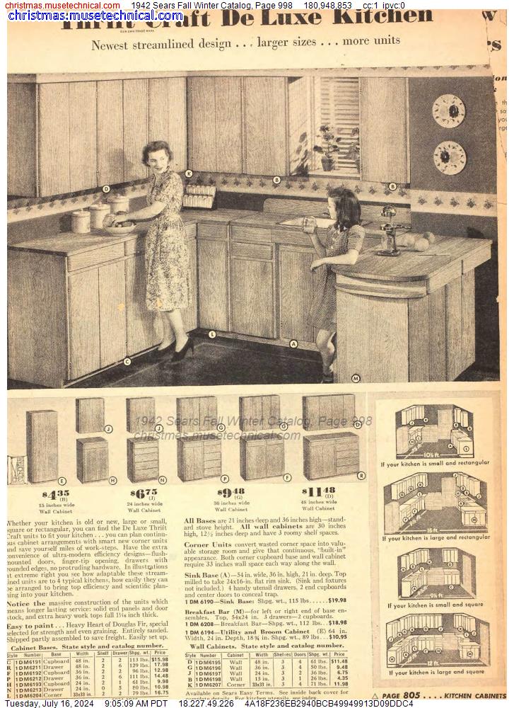 1942 Sears Fall Winter Catalog, Page 998