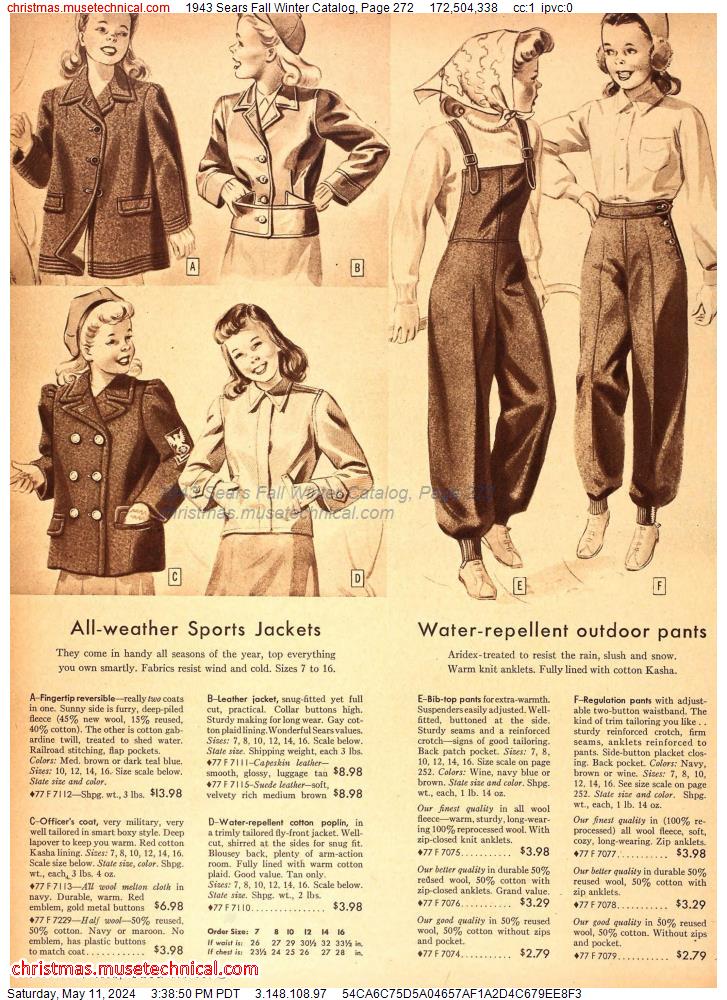 1943 Sears Fall Winter Catalog, Page 272