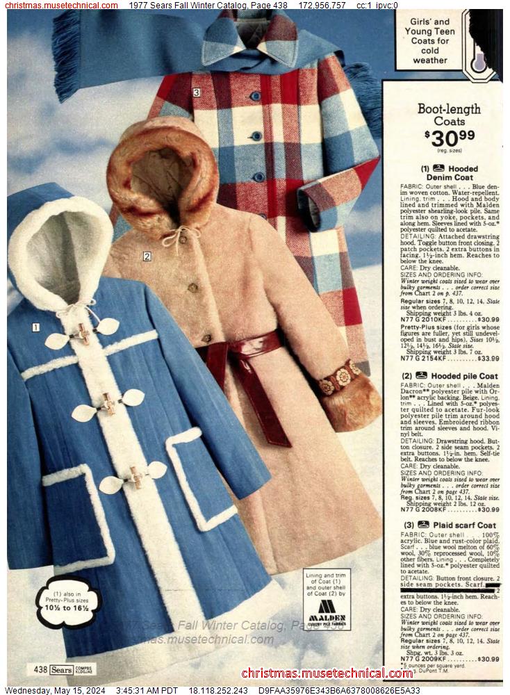 1977 Sears Fall Winter Catalog, Page 438
