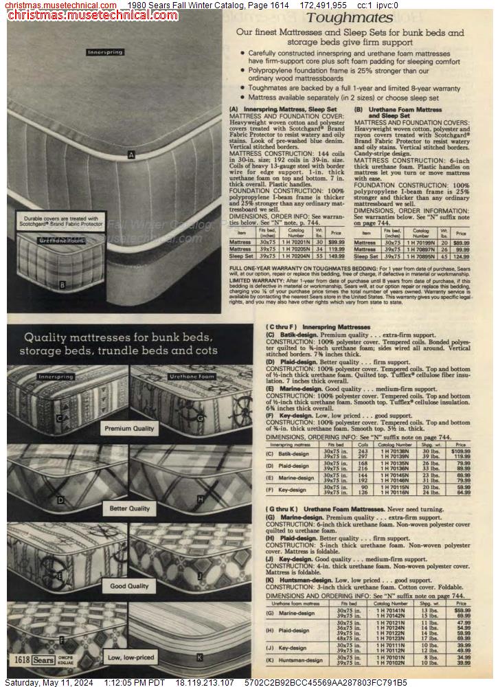 1980 Sears Fall Winter Catalog, Page 1614