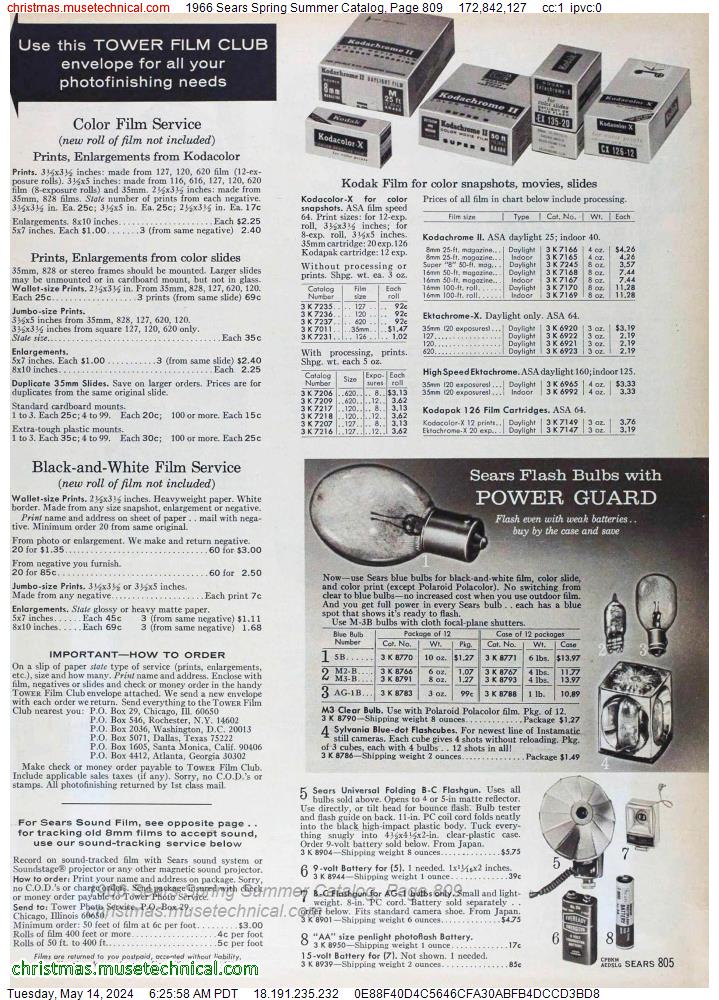 1966 Sears Spring Summer Catalog, Page 809