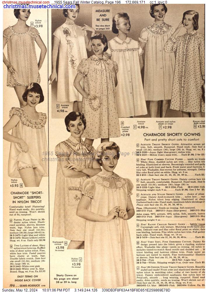 1955 Sears Fall Winter Catalog, Page 196