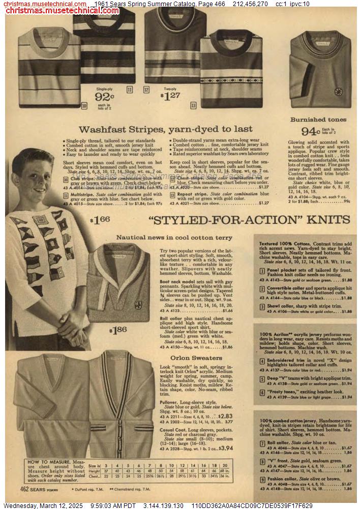 1961 Sears Spring Summer Catalog, Page 466