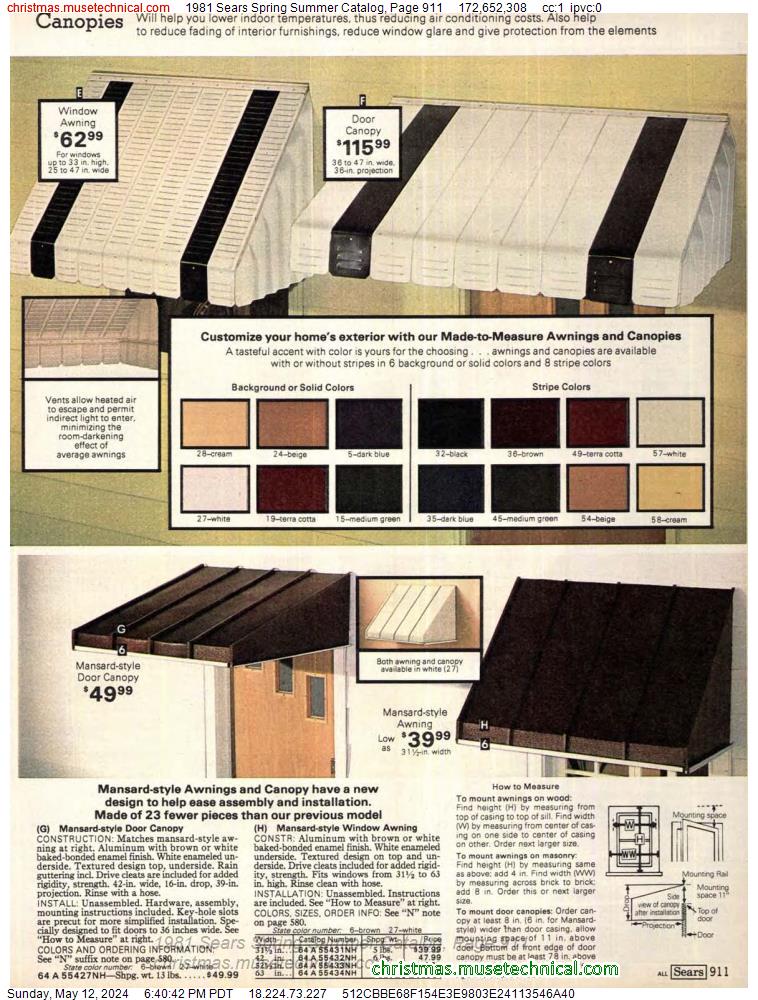 1981 Sears Spring Summer Catalog, Page 911
