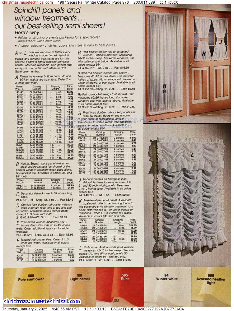 1987 Sears Fall Winter Catalog, Page 876