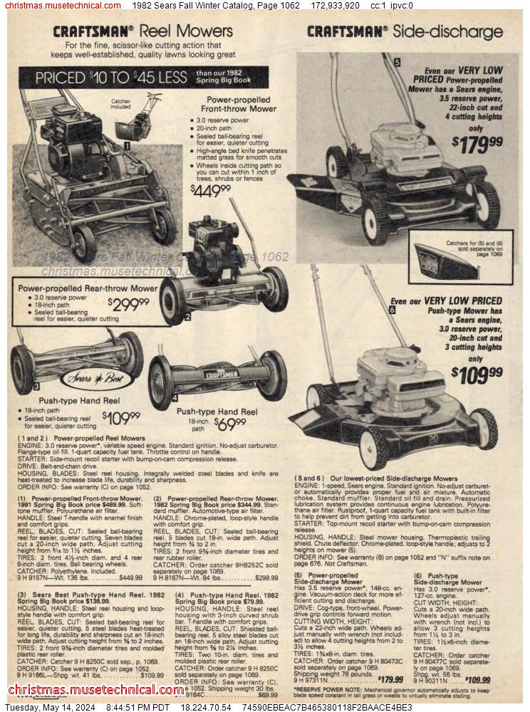 1982 Sears Fall Winter Catalog, Page 1062