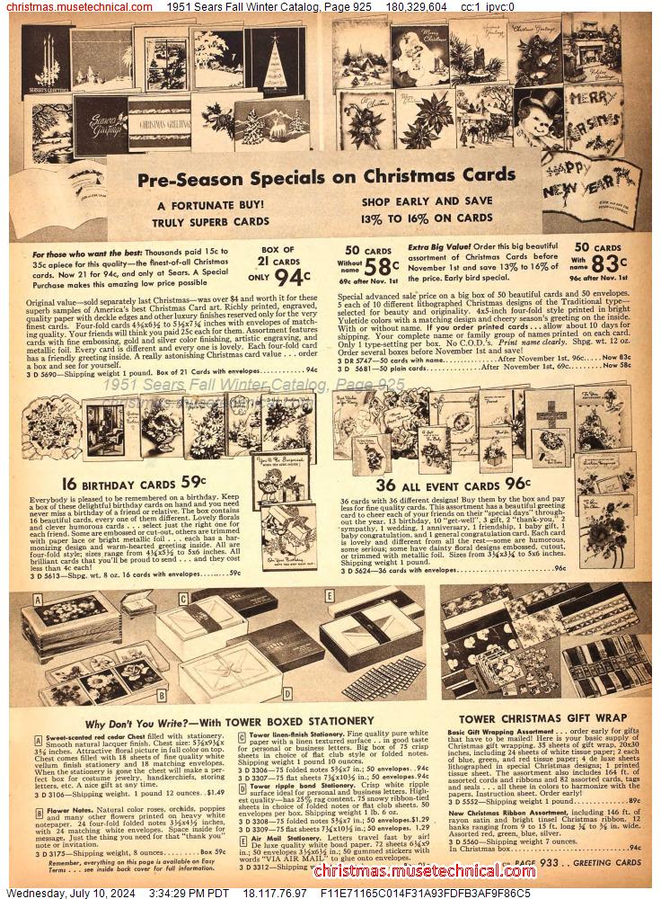 1951 Sears Fall Winter Catalog, Page 925
