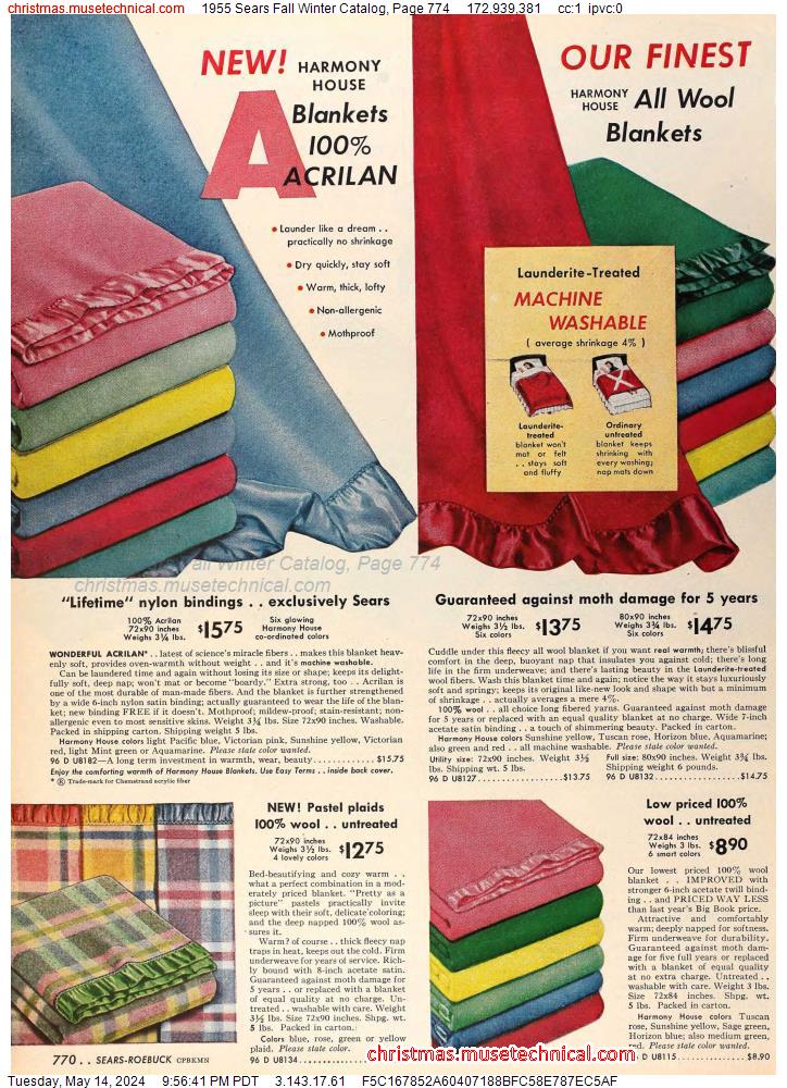 1955 Sears Fall Winter Catalog, Page 774