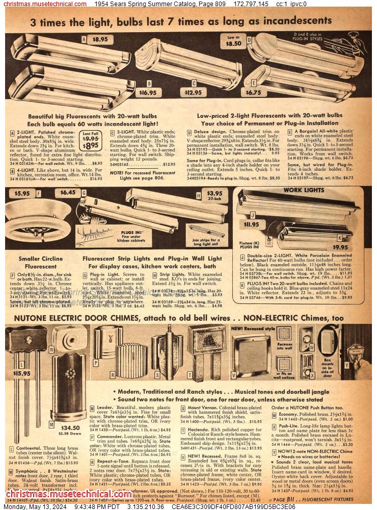 1954 Sears Spring Summer Catalog, Page 809