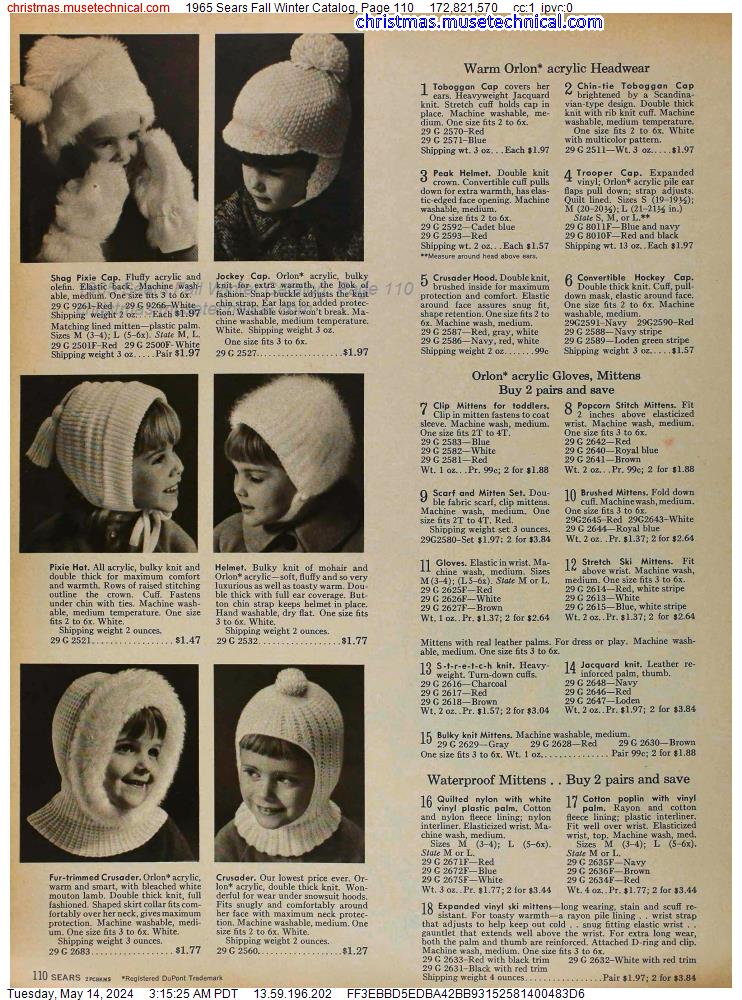 1965 Sears Fall Winter Catalog, Page 110