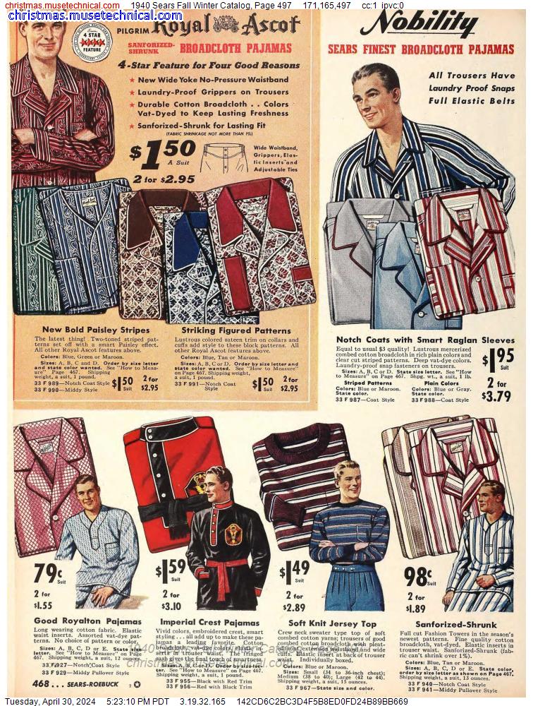 1940 Sears Fall Winter Catalog, Page 497