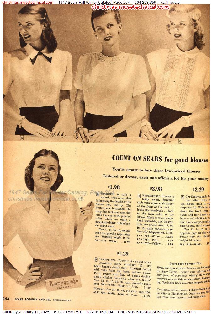 1947 Sears Fall Winter Catalog, Page 264