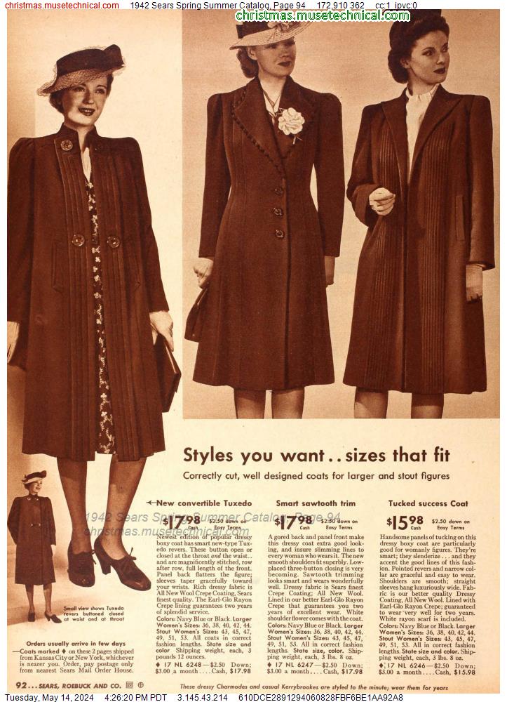 1942 Sears Spring Summer Catalog, Page 94