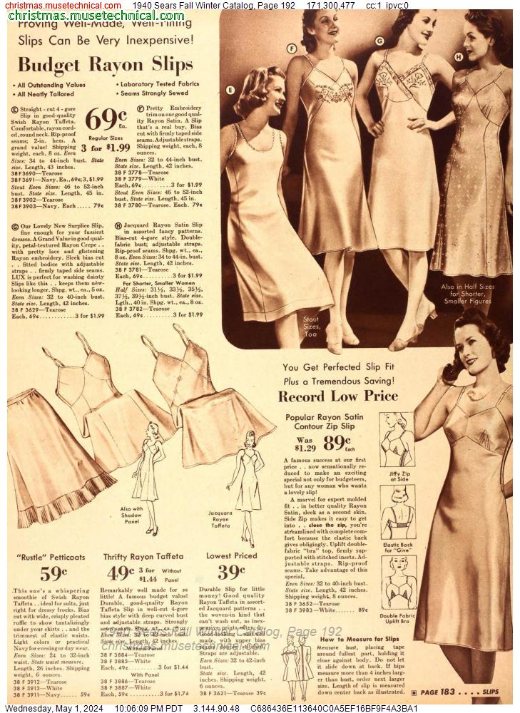 1940 Sears Fall Winter Catalog, Page 192
