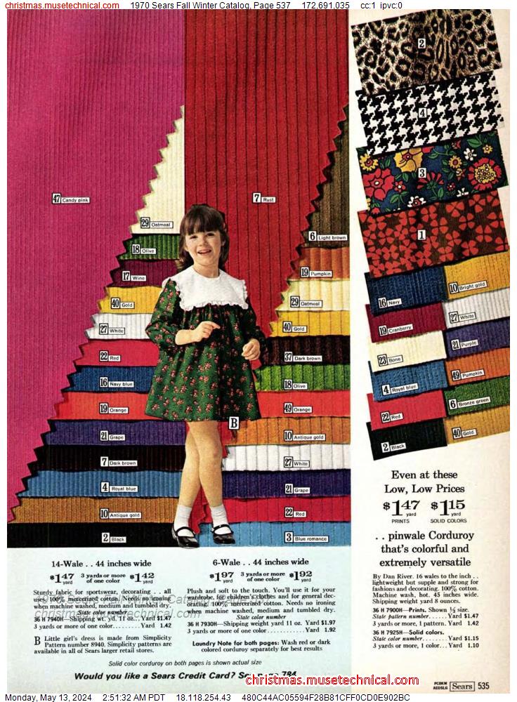 1970 Sears Fall Winter Catalog, Page 537