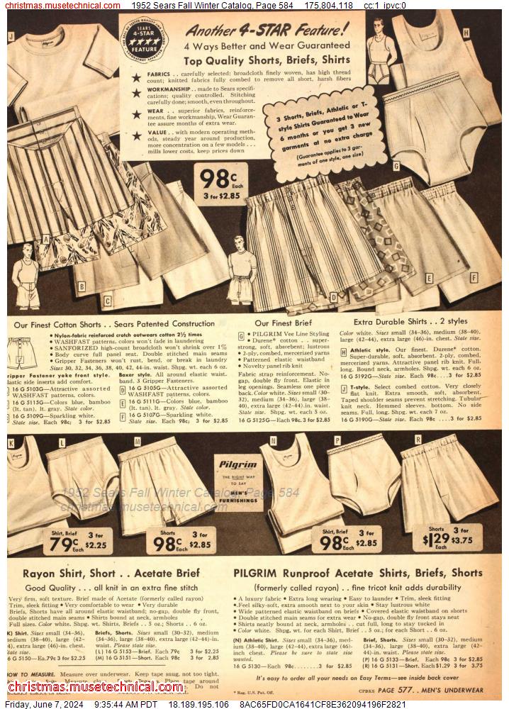 1952 Sears Fall Winter Catalog, Page 584