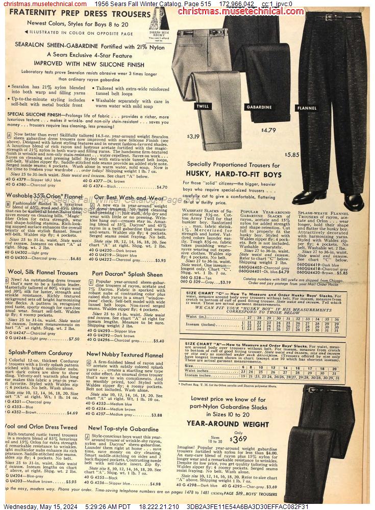 1956 Sears Fall Winter Catalog, Page 515