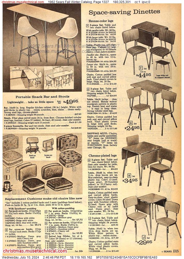 1962 Sears Fall Winter Catalog, Page 1327
