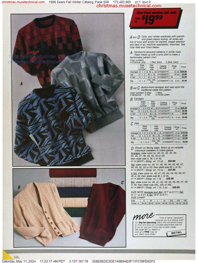 1986 Sears Fall Winter Catalog, Page 508