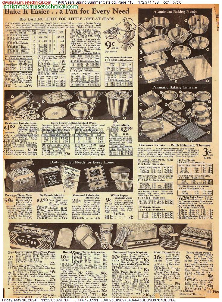 1940 Sears Spring Summer Catalog, Page 715