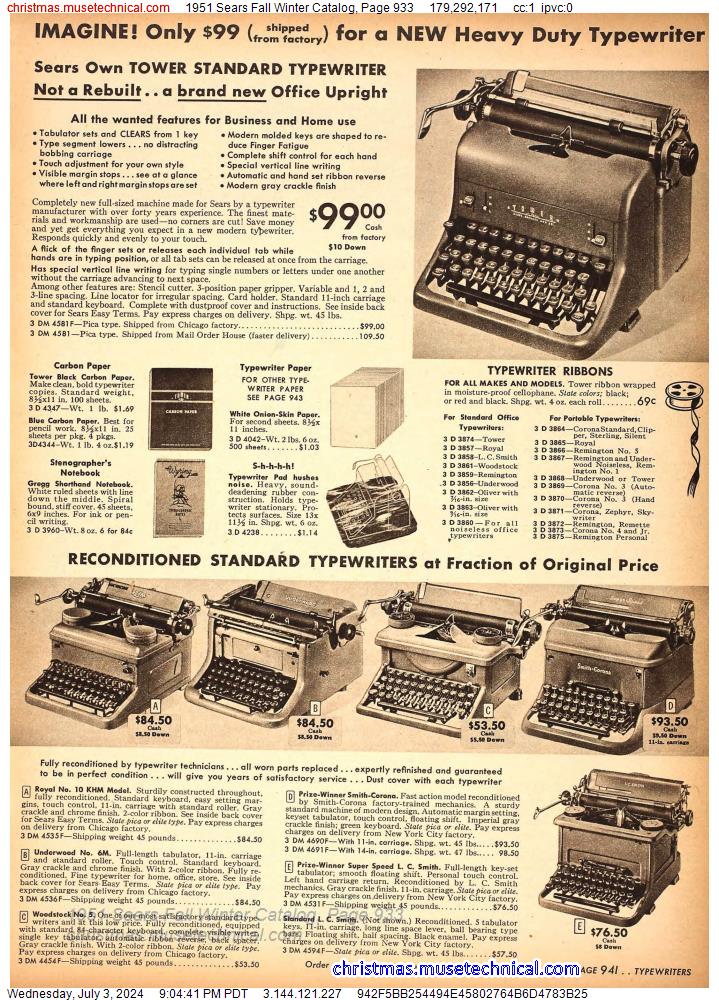 1951 Sears Fall Winter Catalog, Page 933