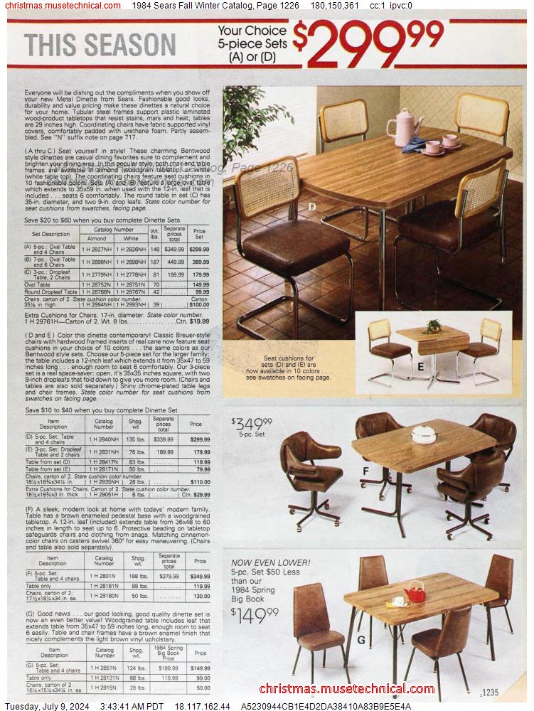 1984 Sears Fall Winter Catalog, Page 1226