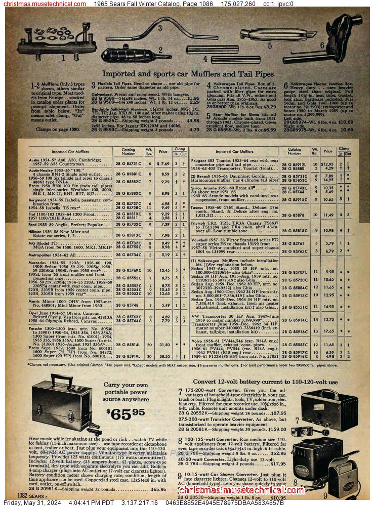 1965 Sears Fall Winter Catalog, Page 1086