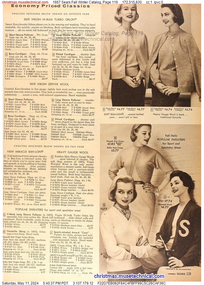 1957 Sears Fall Winter Catalog, Page 119