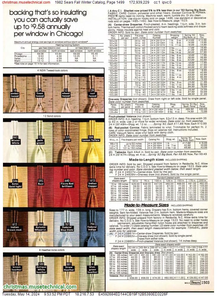 1982 Sears Fall Winter Catalog, Page 1499
